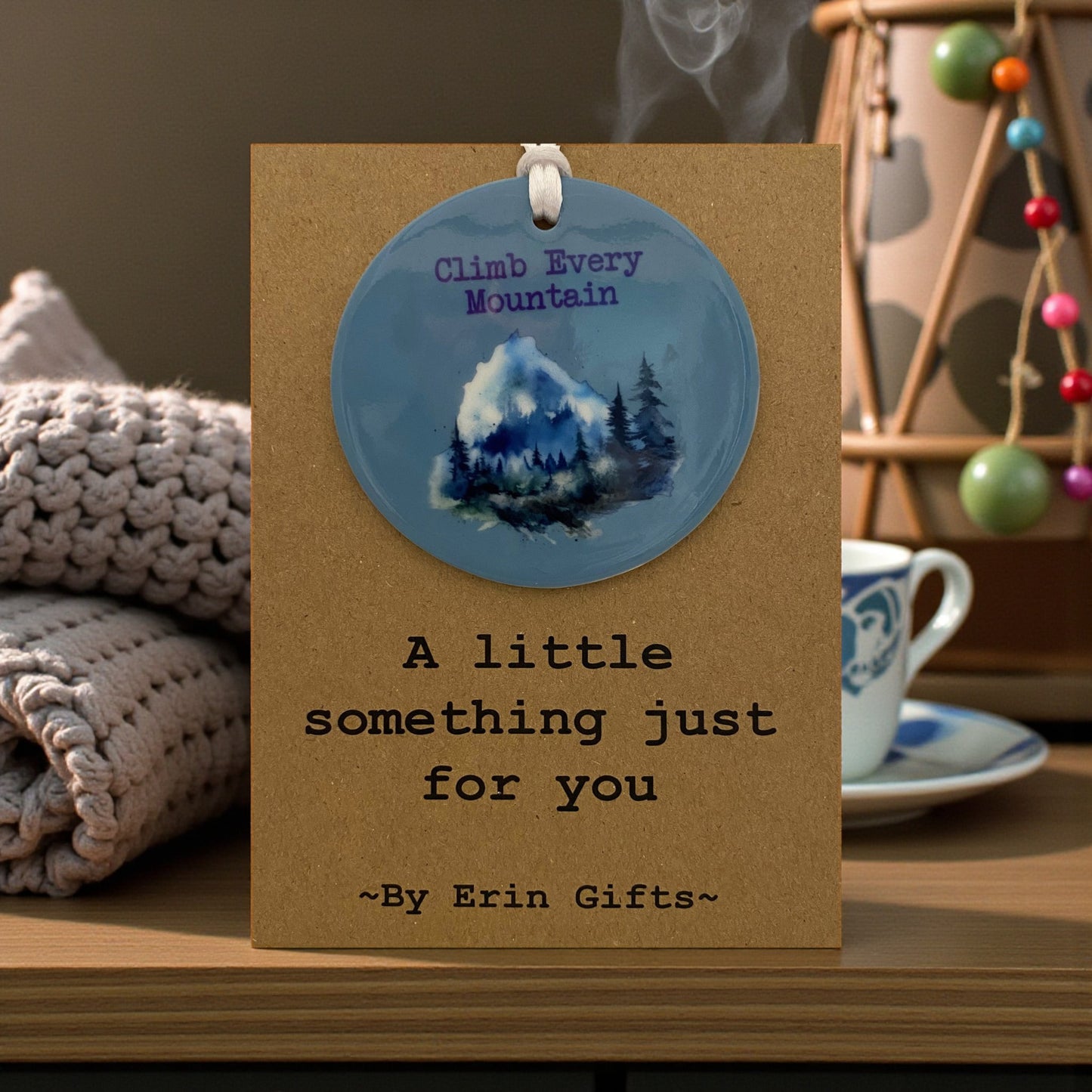 Climb Every Mountain... A Little Something Card and Ceramic Keepsake gift