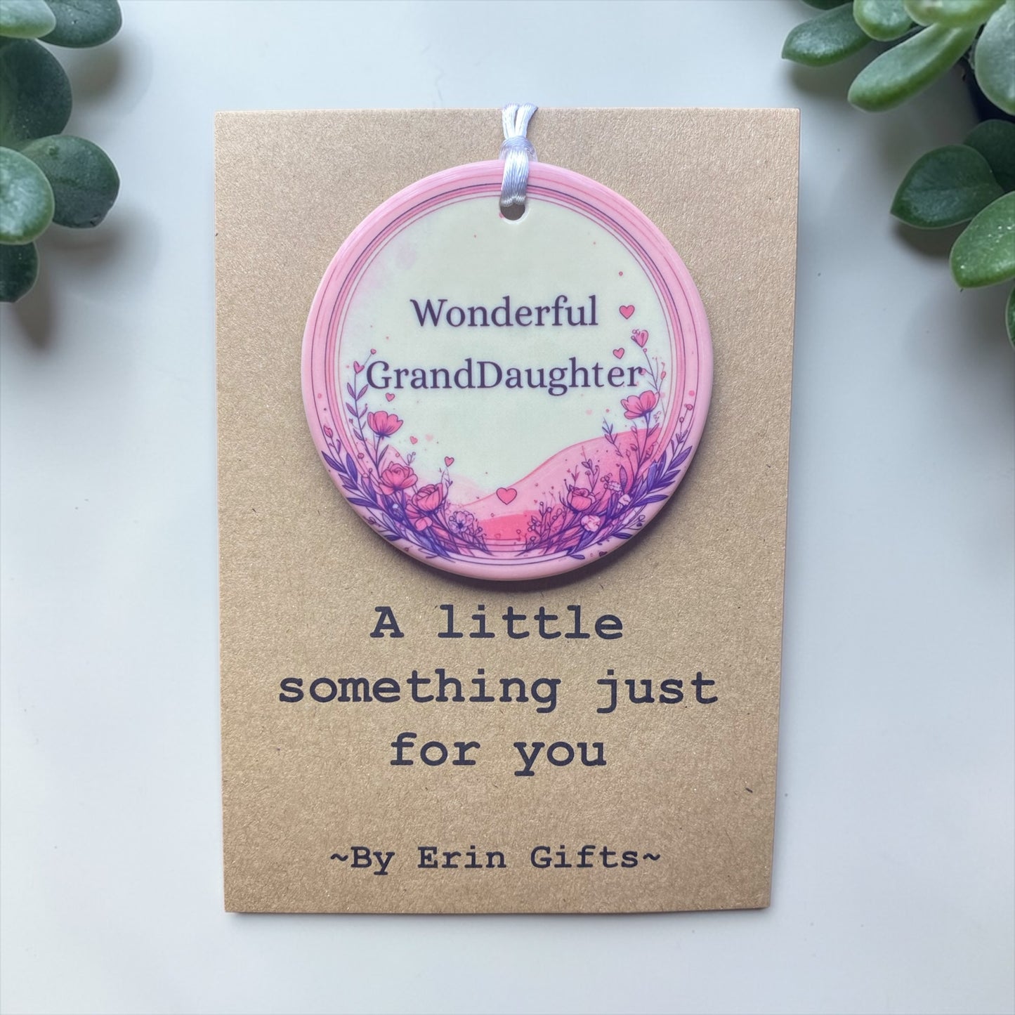 Wonderful GrandDaughter A Little Something Card and Ceramic Keepsake gift