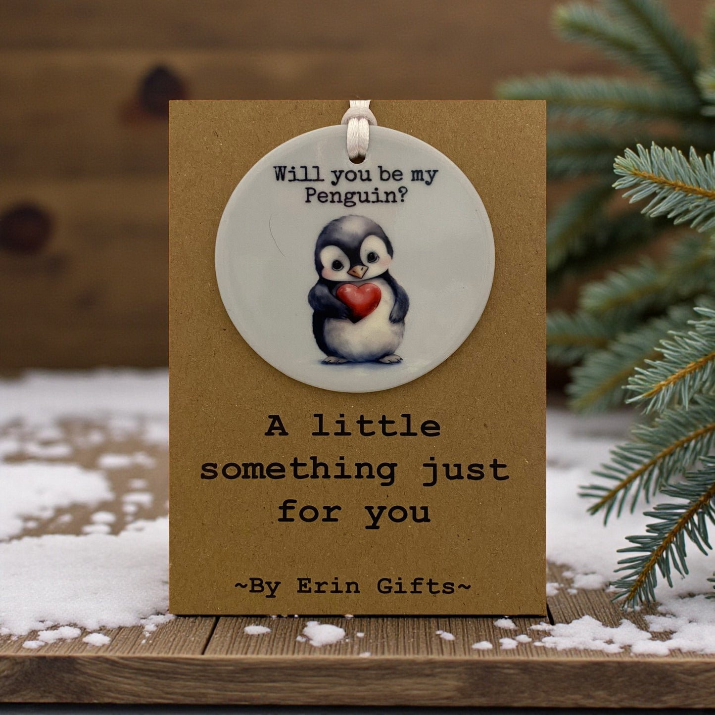 Will you be my Penguin?... A Little Something Card and Ceramic Keepsake gift