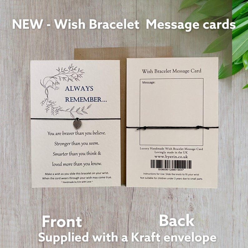 Always Remember Wish Bracelet Message Card & Envelope