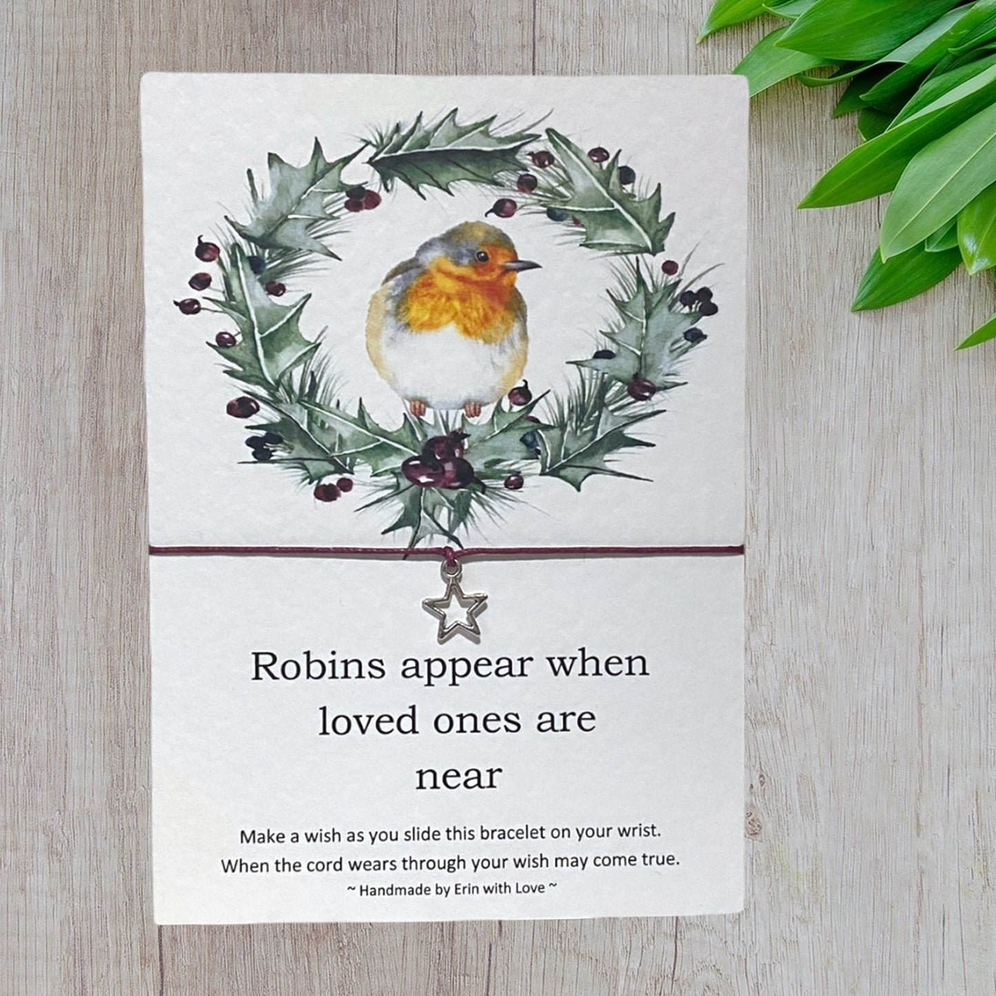 Robins Appear Wish Bracelet Message Card & Envelope