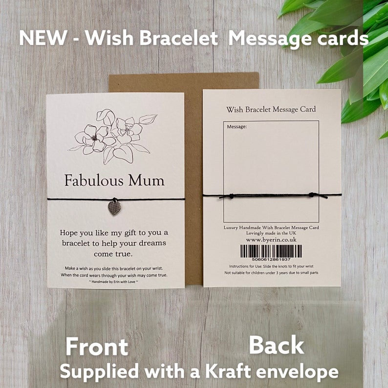 Fabulous Mum Wish Bracelet Message Card & Envelope