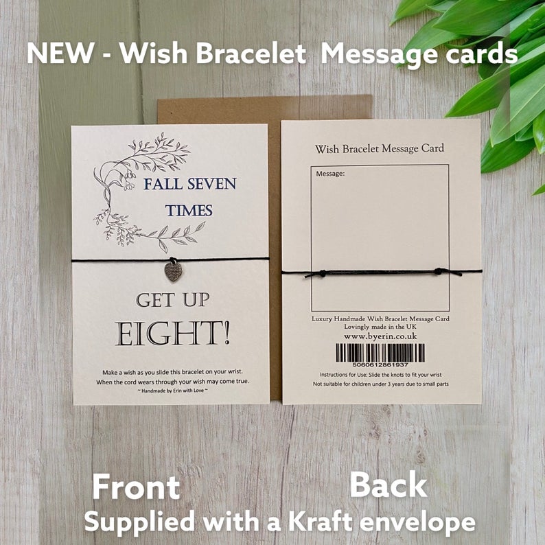 Fall Seven Times, Get Up Eight! Wish Bracelet Message Card & Envelope