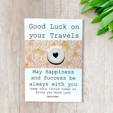 Good Luck on Your Travels   Ceramic Wish Token and Card