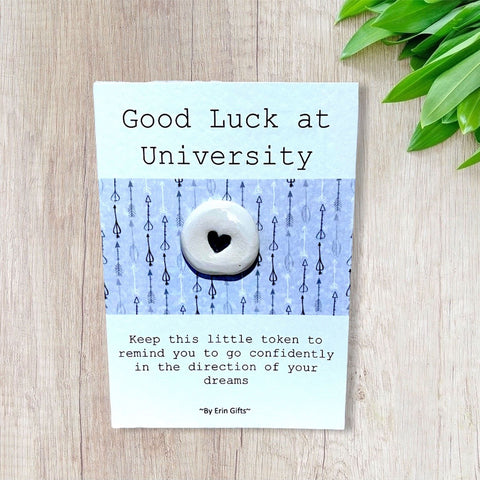 Good Luck at University    Ceramic Wish Token and Card