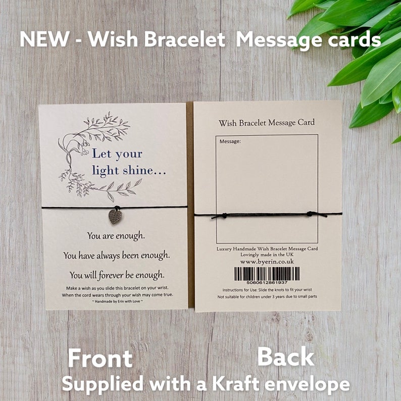 Let Your Light Shine Wish Bracelet Message Card & Envelope