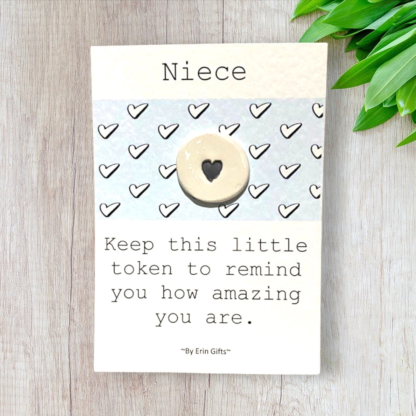 Niece Ceramic Wish Token and Card
