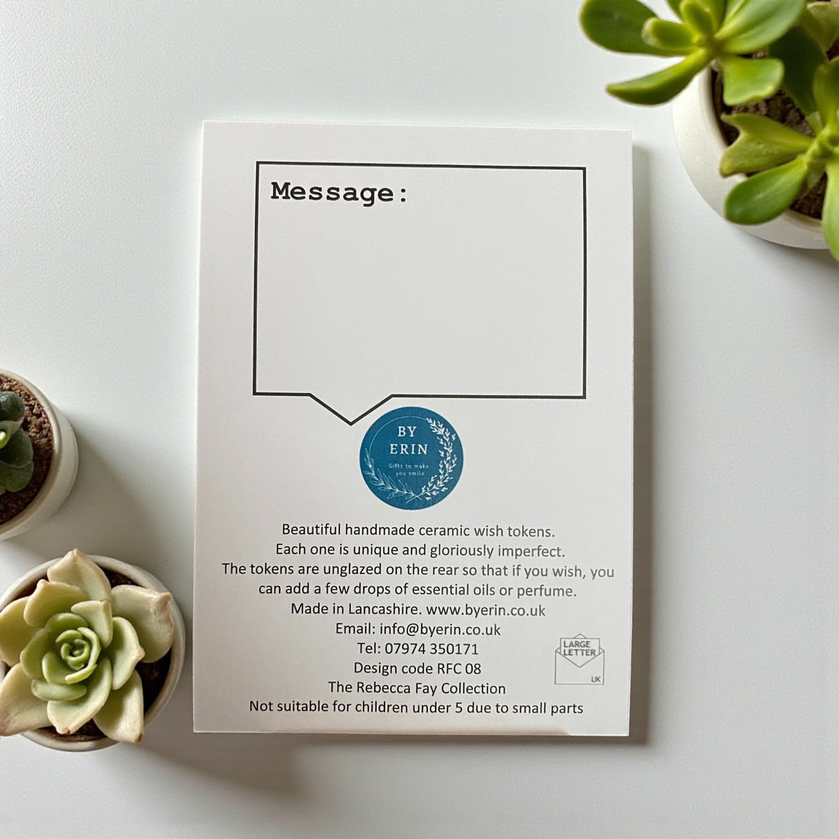 ' Make Yourself Proud ' Ceramic Wish Token and Card