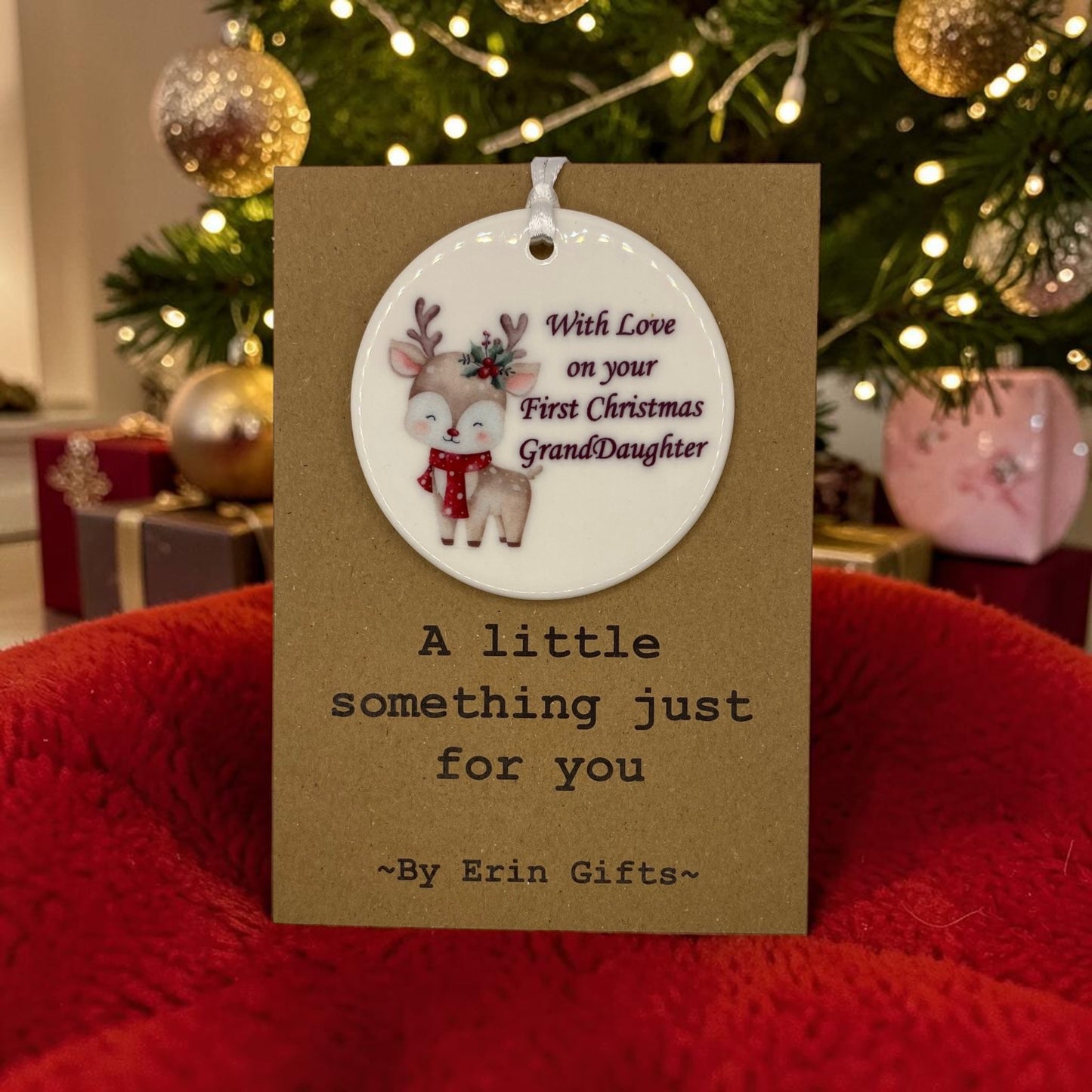 1st Christmas GrandDaughter  -  A Little Something Card and Ceramic Keepsake gift