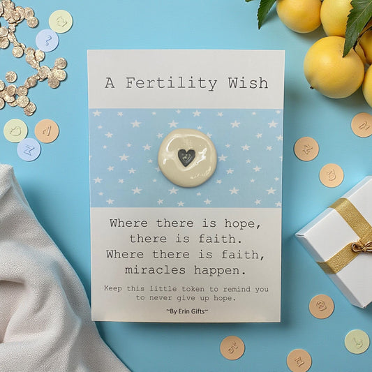 A Fertility Wish Ceramic Wish Token and Card