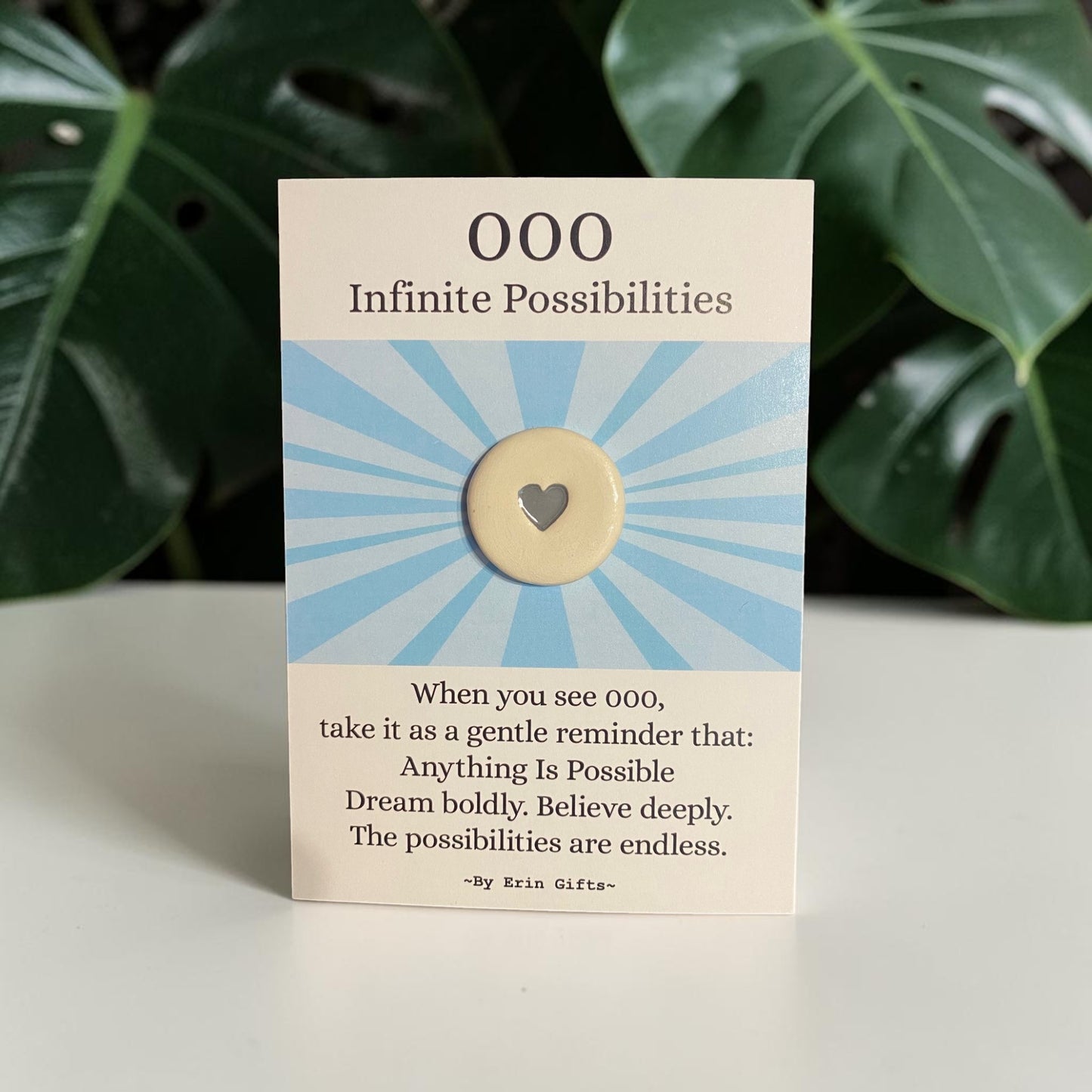 Angel Number 000  Ceramic Wish Token and Card