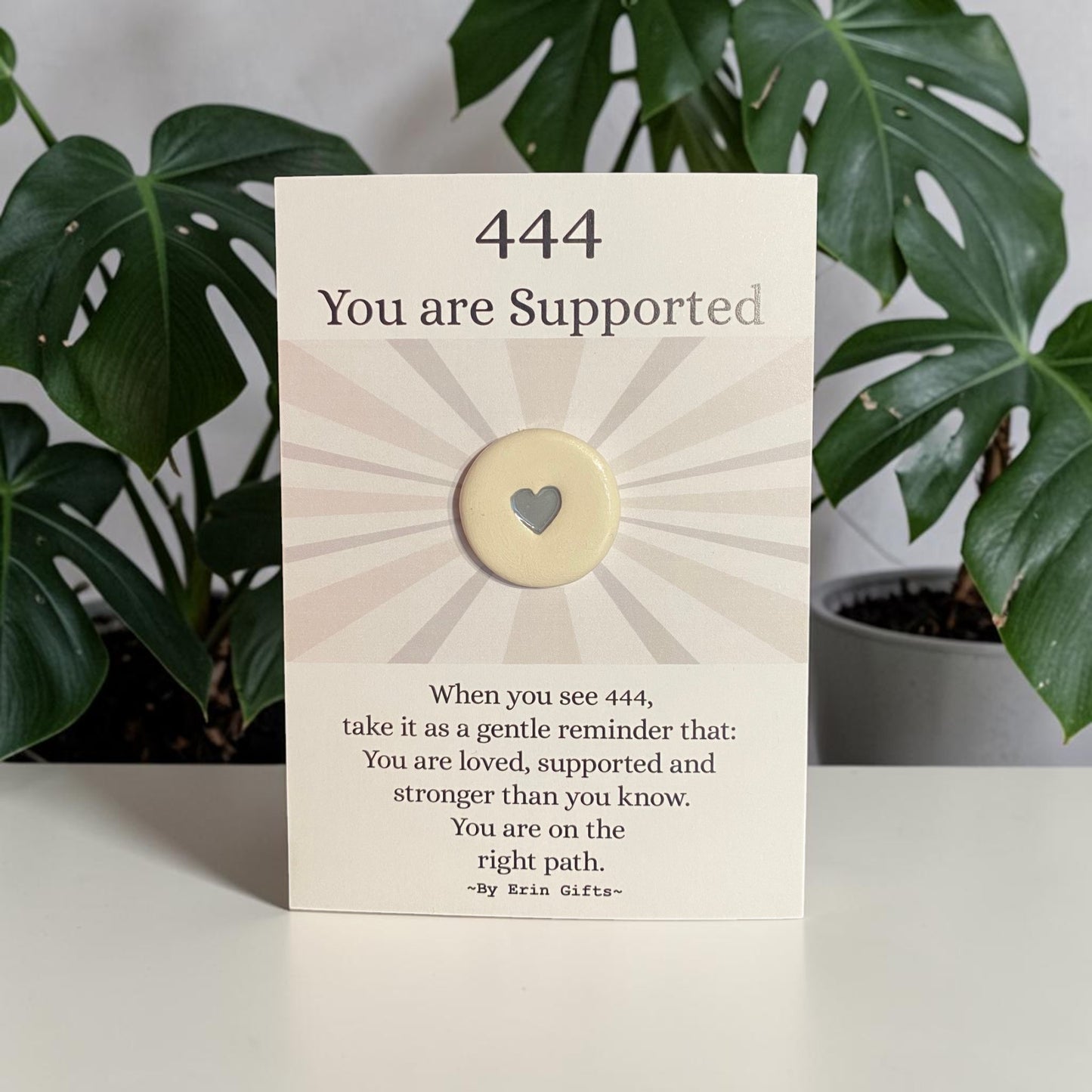 Angel Number 444  Ceramic Wish Token and Card