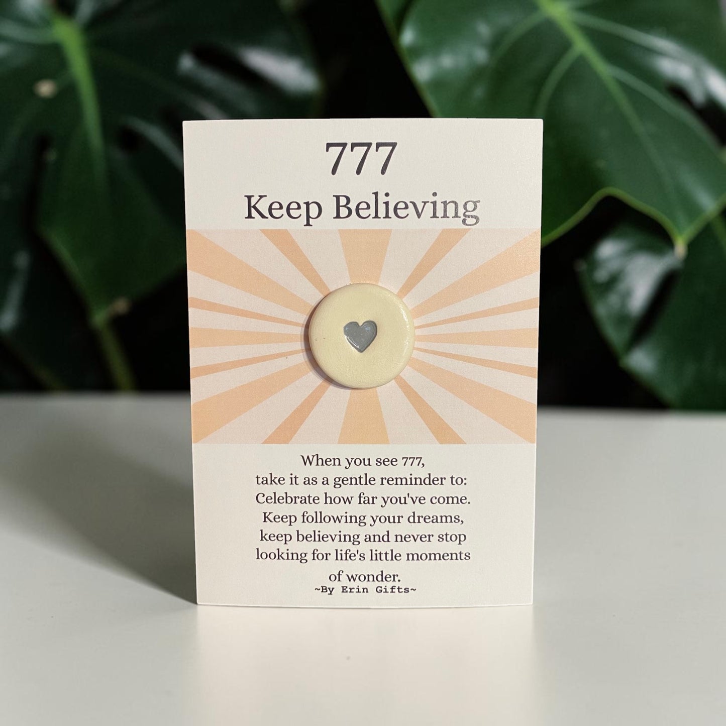 Angel Number 777  Ceramic Wish Token and Card