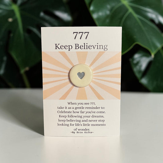 Angel Number 777  Ceramic Wish Token and Card