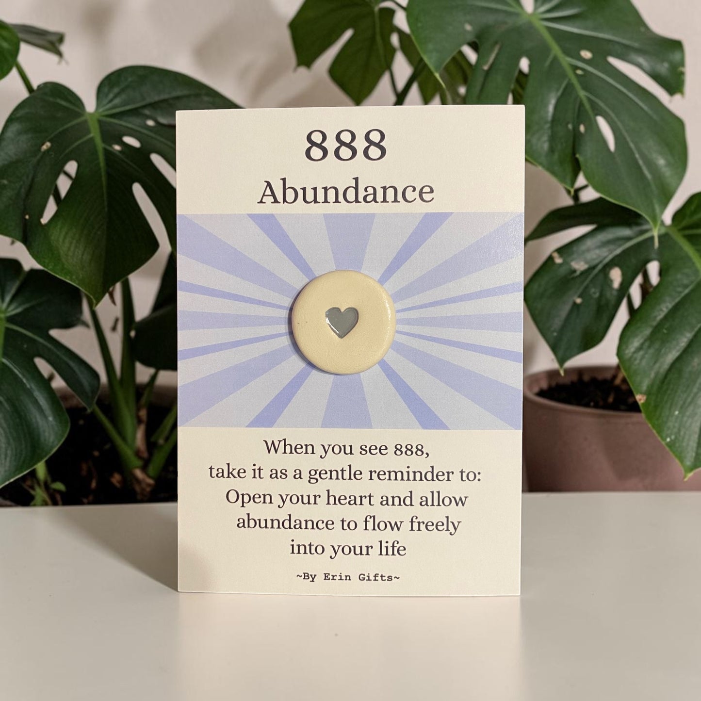 Angel Number 888  Ceramic Wish Token and Card