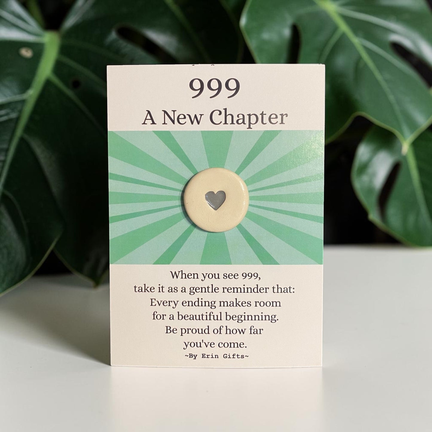Angel Number 999  Ceramic Wish Token and Card