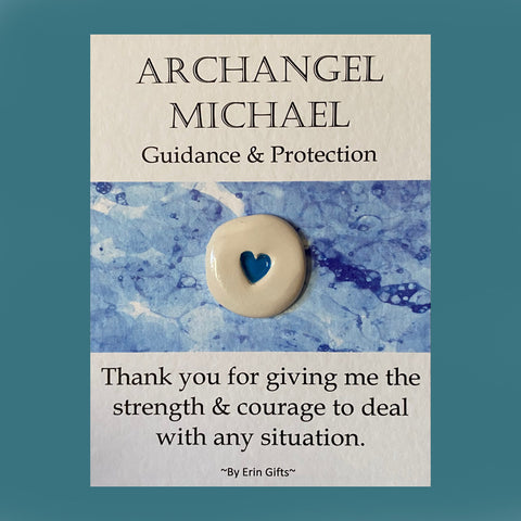 Archangel Michael Ceramic Wish Token and Card