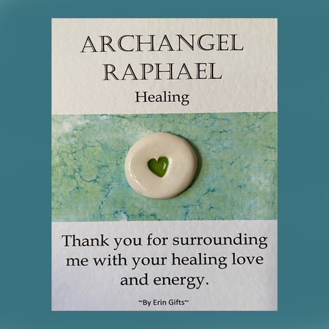 Archangel Raphael Ceramic Wish Token and Card