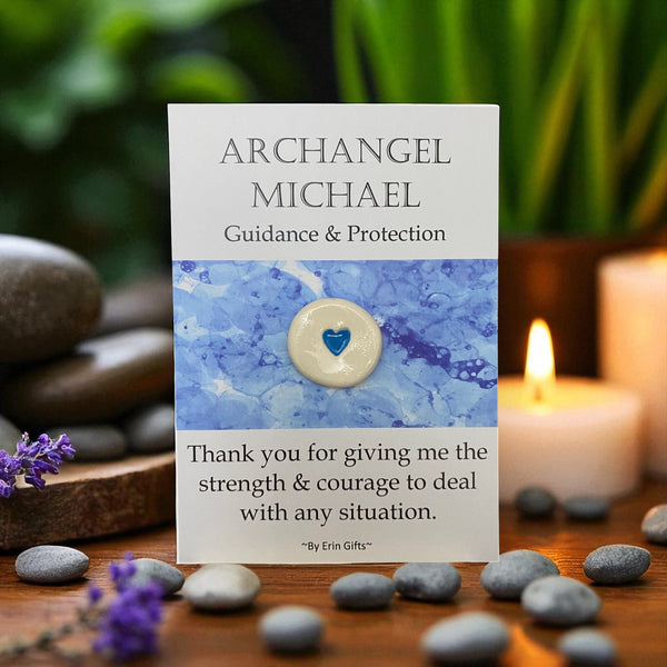 Archangel Michael Ceramic Wish Token and Card