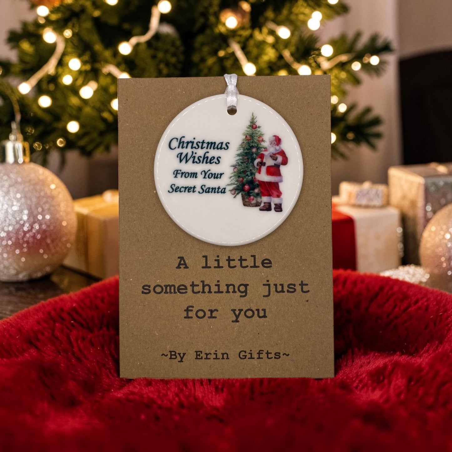Secret Santa  -  A Little Something Card and Ceramic Keepsake gift