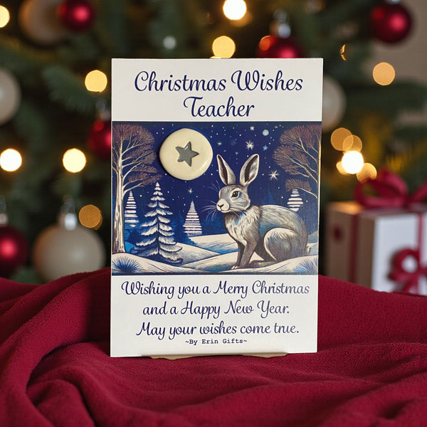 Christmas Wishes Teacher Ceramic Wish Token and Card.