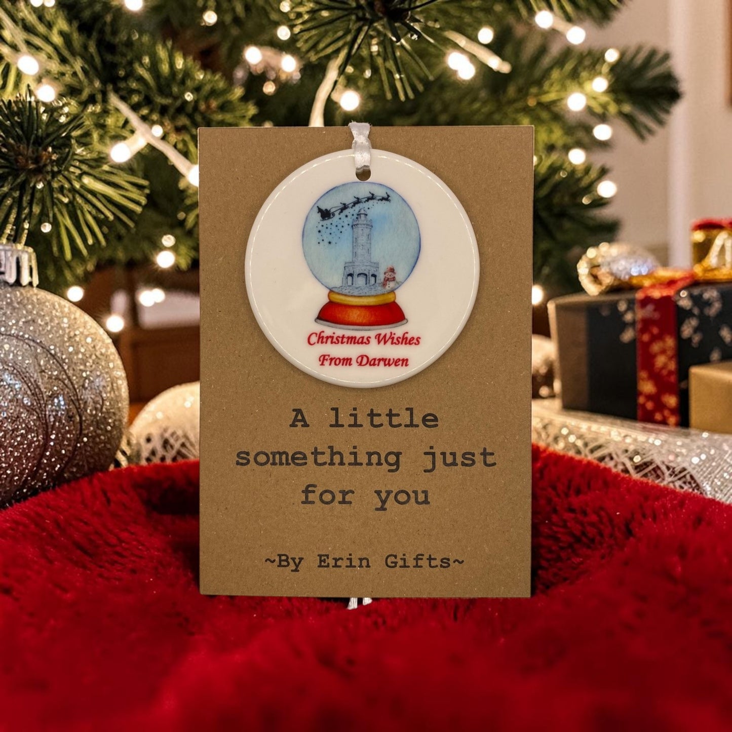 Christmas Wishes from Darwen  -  A Little Something Card and Ceramic Keepsake gift