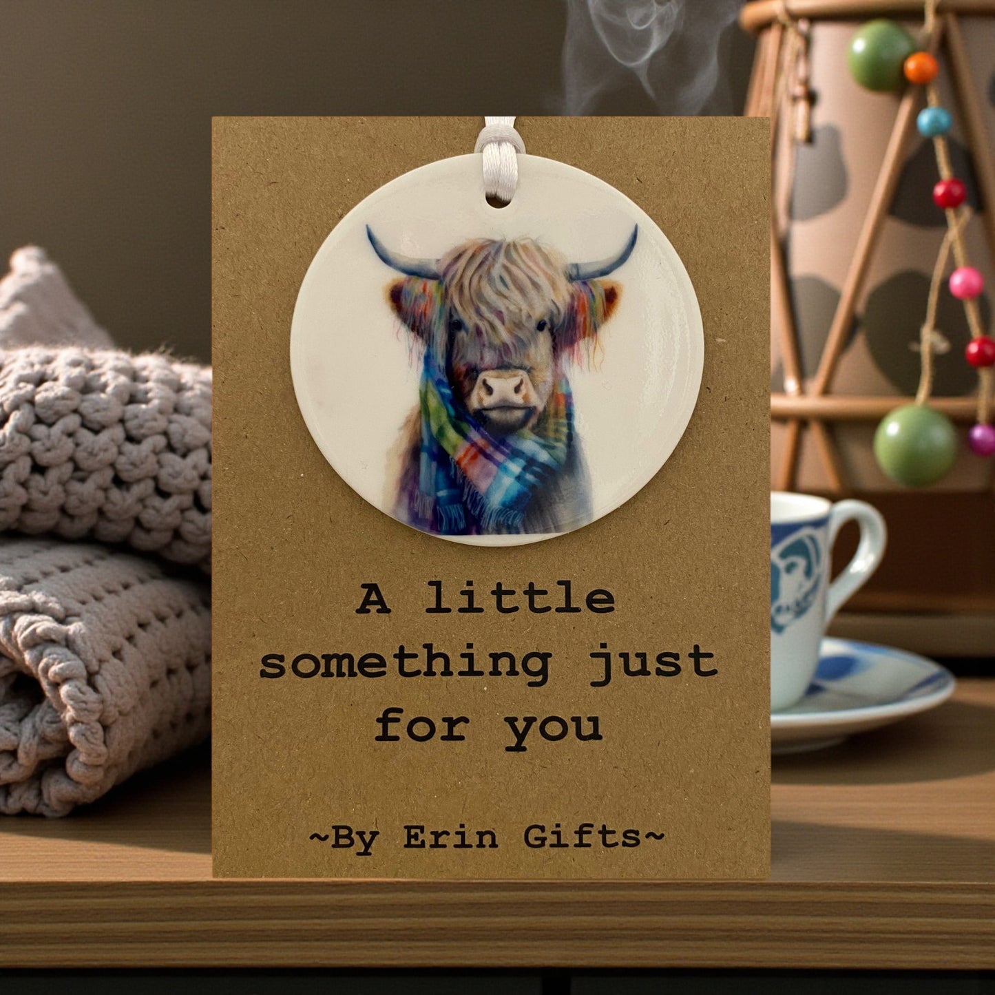 A Highland Coo... A Little Something Card and Ceramic Keepsake gift