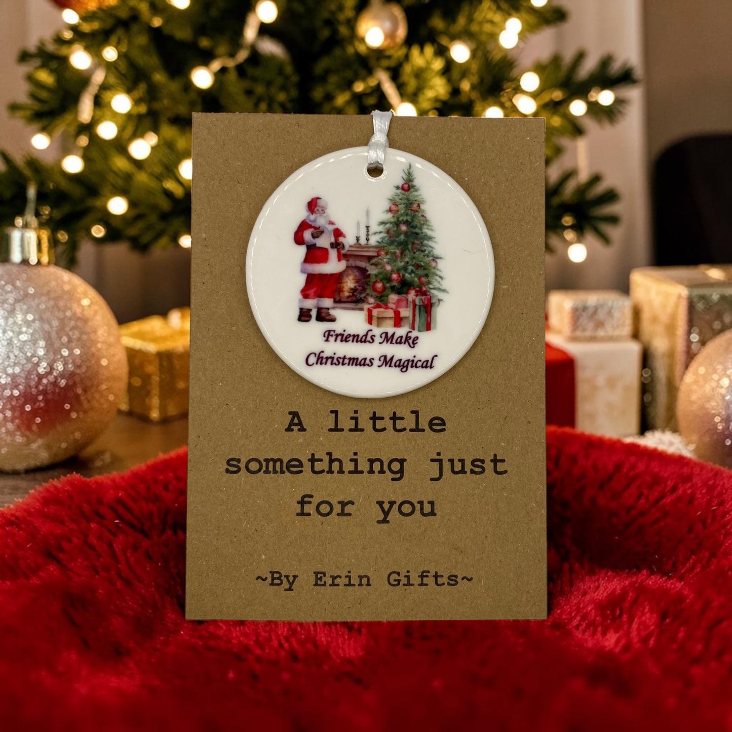Friends Make Christmas...  -  A Little Something Card and Ceramic Keepsake gift