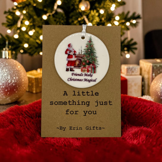 Friends Make Christmas...  -  A Little Something Card and Ceramic Keepsake gift