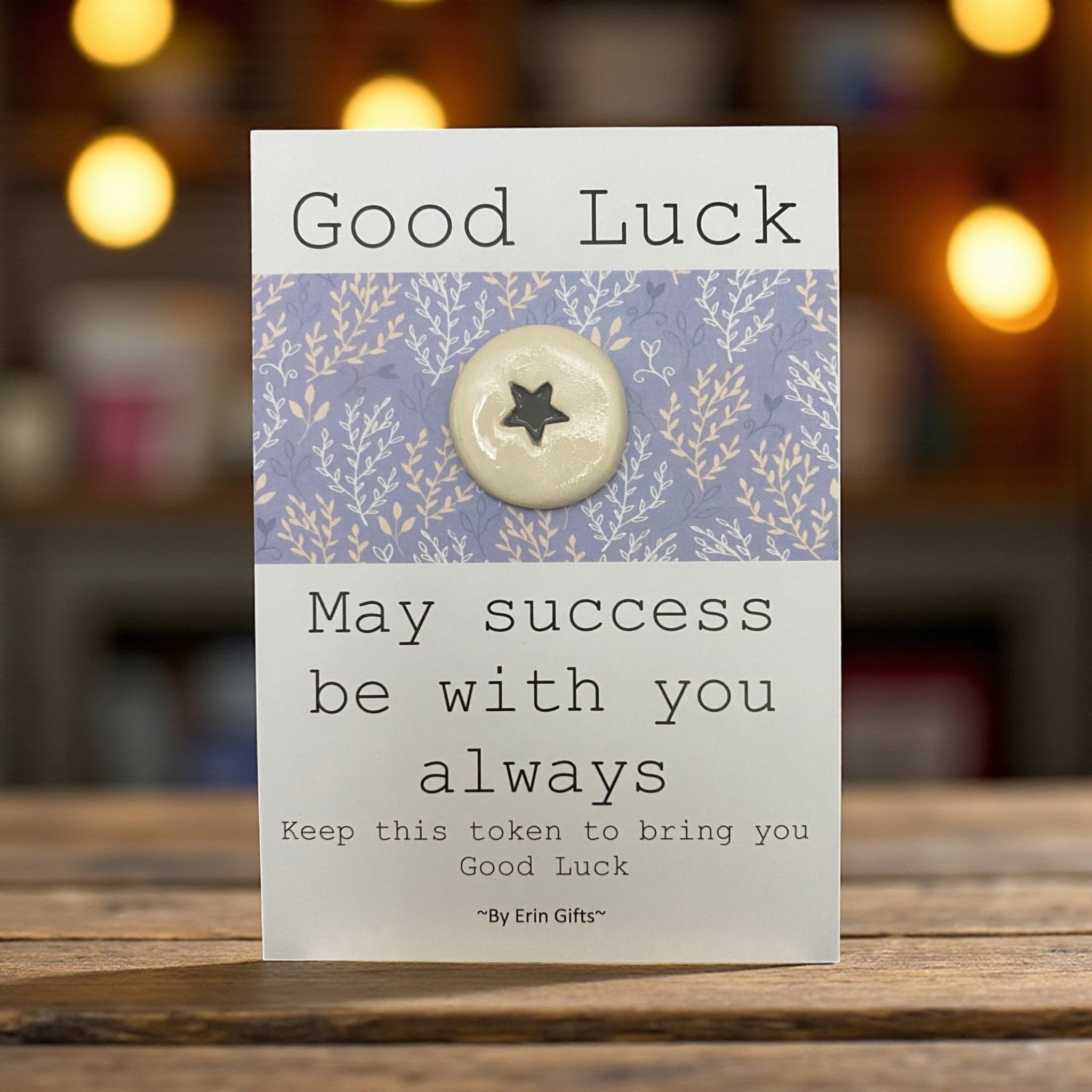 Good Luck  Ceramic Wish Token and Card