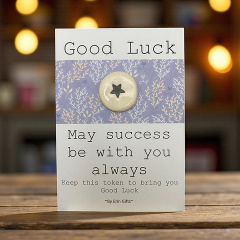 Good Luck  Ceramic Wish Token and Card