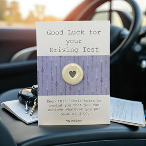 Good Luck for Your Driving Test    Ceramic Wish Token and Card