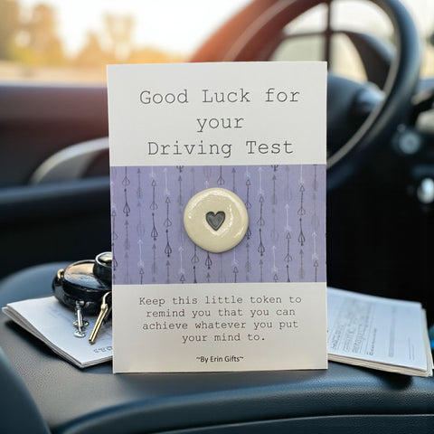 Good Luck for Your Driving Test    Ceramic Wish Token and Card