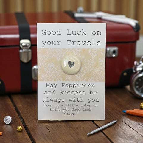 Good Luck on Your Travels   Ceramic Wish Token and Card