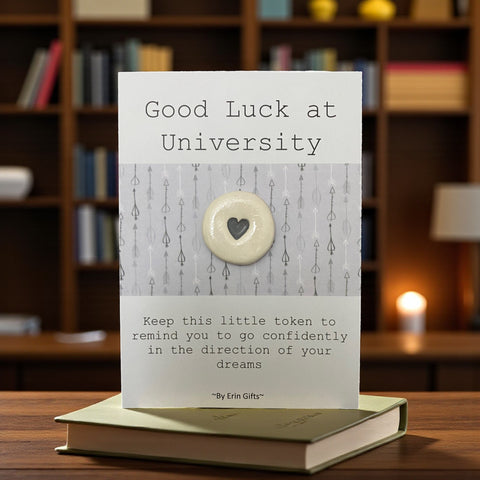 Good Luck at University    Ceramic Wish Token and Card