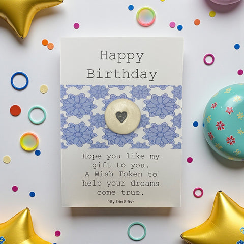 Happy Birthday    Ceramic Wish Token and Card