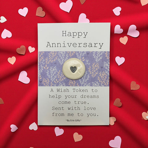 Happy Anniversary   Ceramic Wish Token and Card