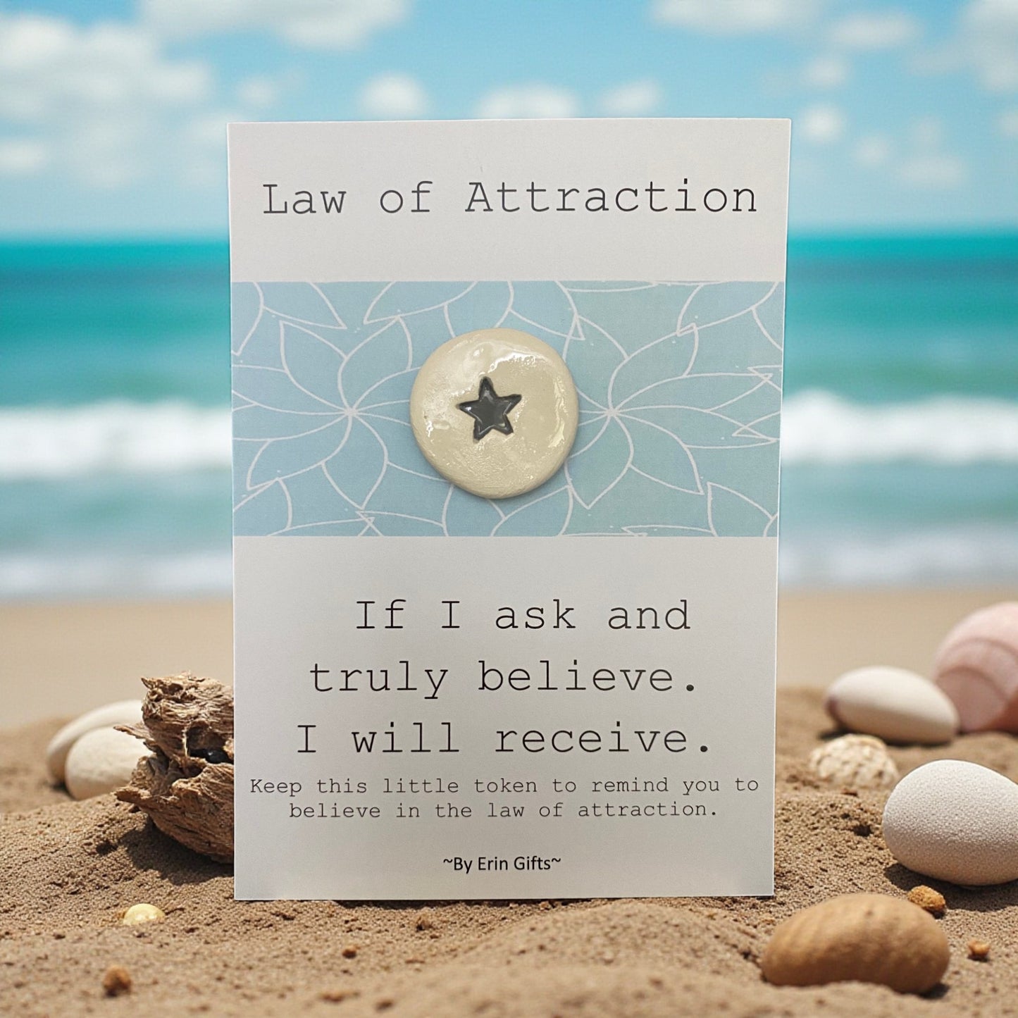 Law of Attraction   Ceramic Wish Token and Card