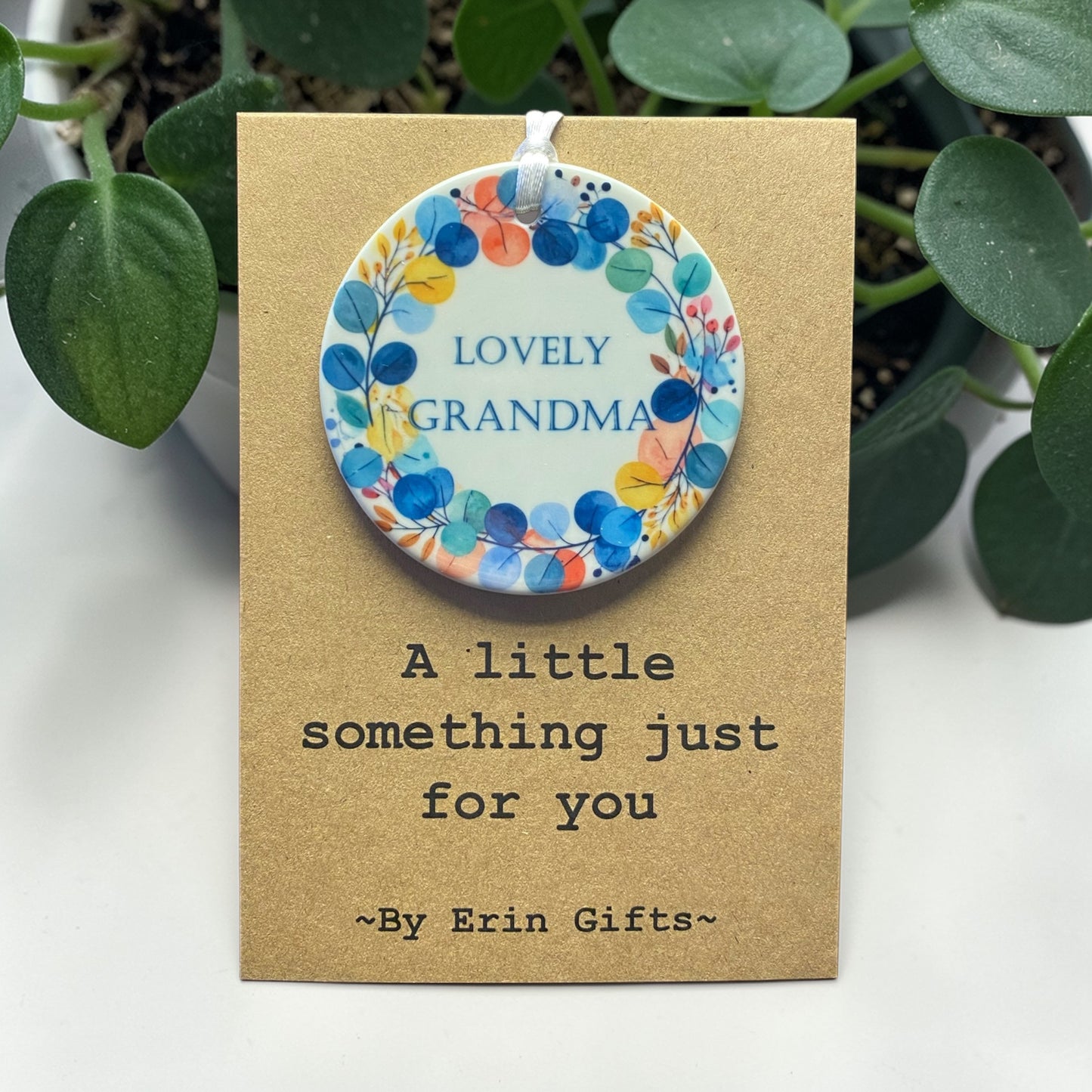Lovely Grandma Blue...  A Little Something Card and Ceramic Keepsake gift