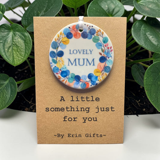 Lovely Mum Blue...  A Little Something Card and Ceramic Keepsake gift