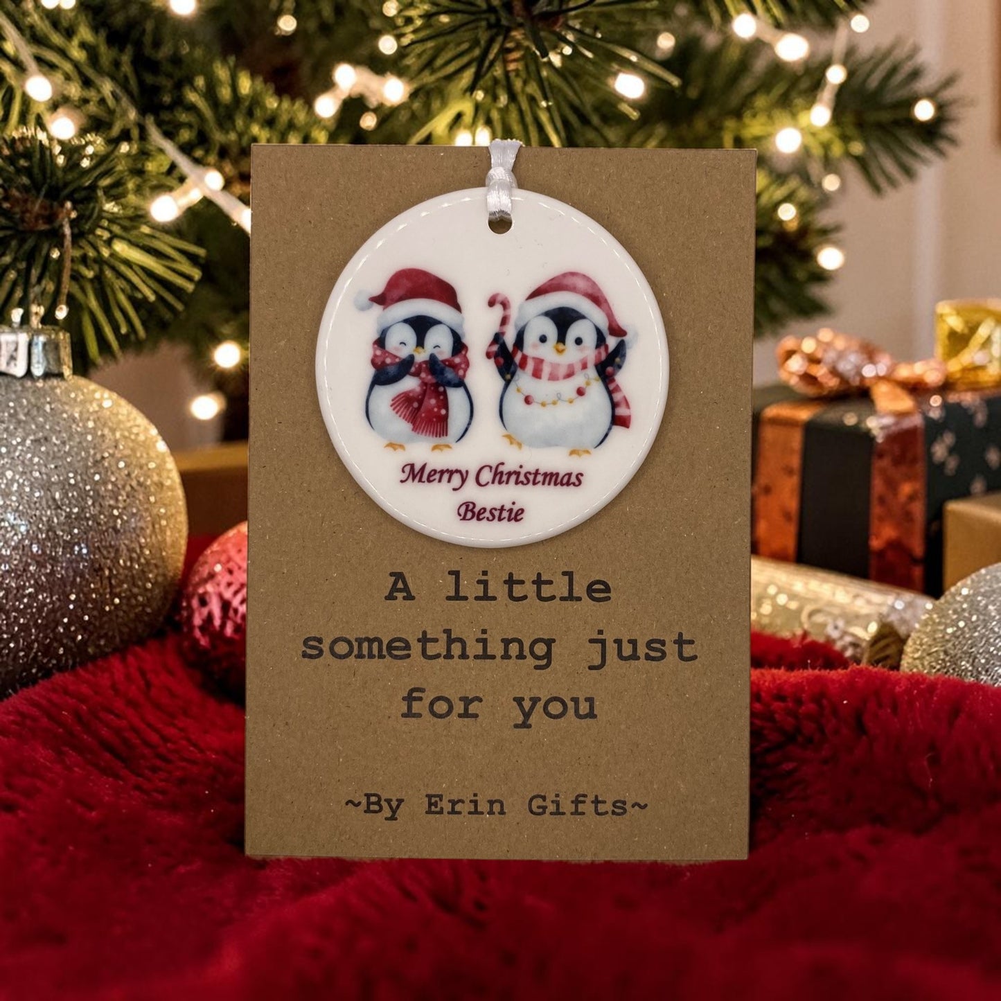 Merry Christmas Bestie!  -  A Little Something Card and Ceramic Keepsake gift
