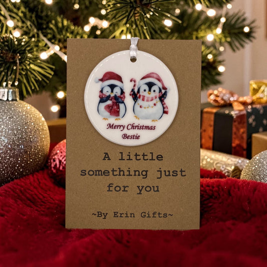 Merry Christmas Bestie!  -  A Little Something Card and Ceramic Keepsake gift