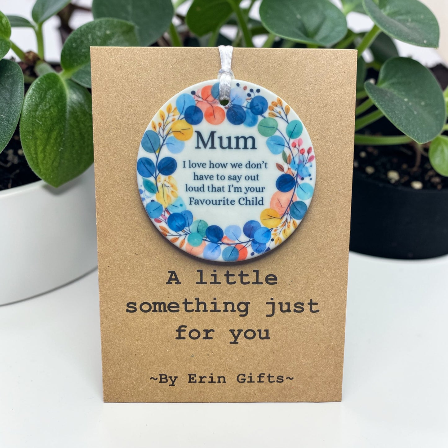 Mum Favourite Blue...  A Little Something Card and Ceramic Keepsake gift