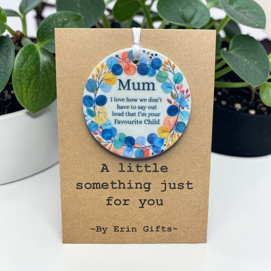 Mum Favourite Blue...  A Little Something Card and Ceramic Keepsake gift