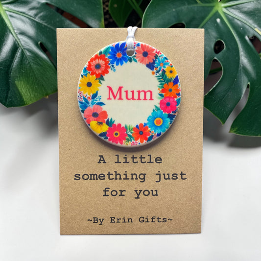 Mum... Colourful A Little Something Card and Ceramic Keepsake gift