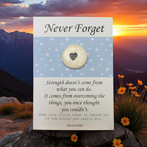 Never Forget   Ceramic Wish Token and Card