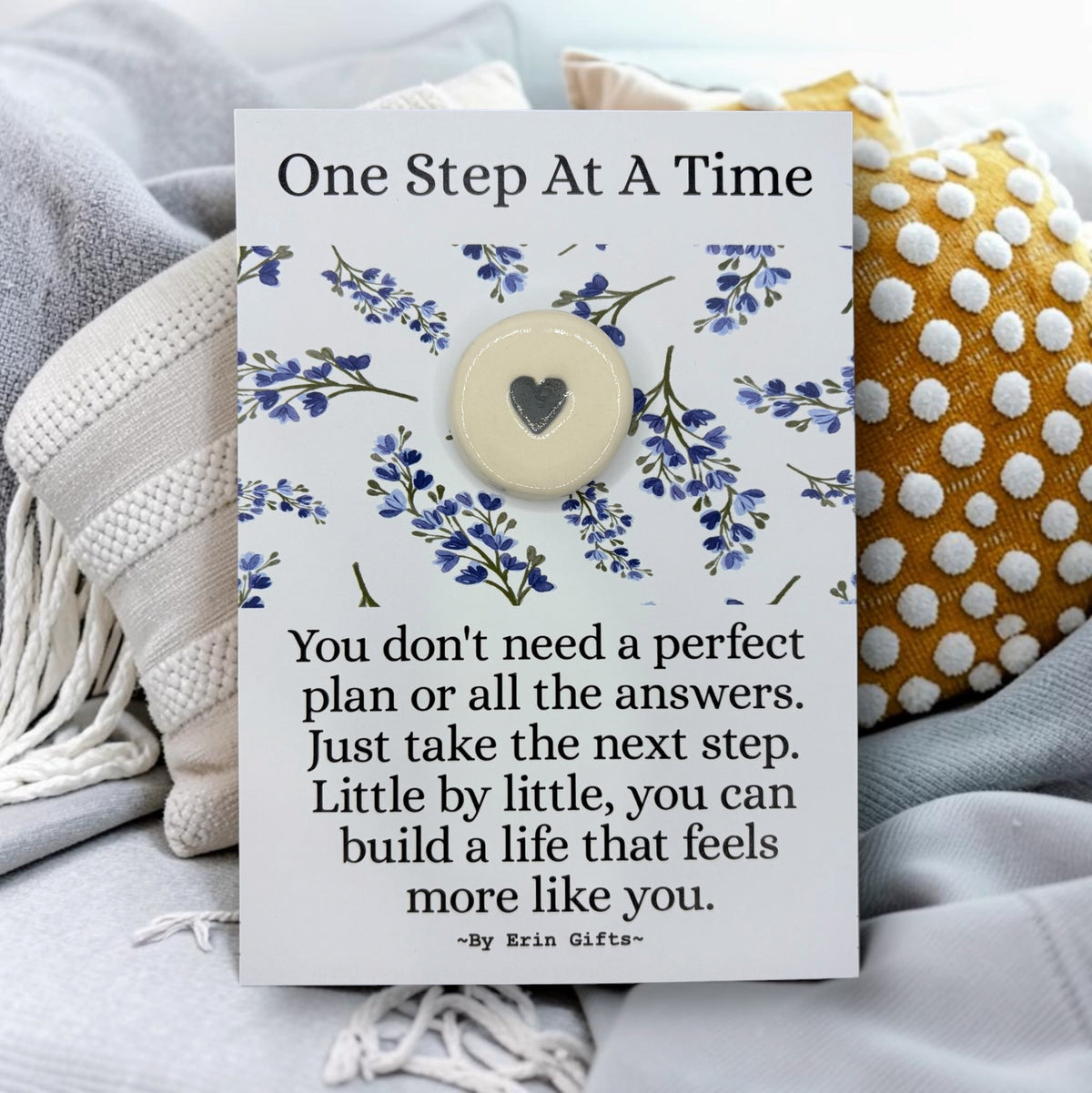 ' One step at a Time ' Ceramic Wish Token and Card