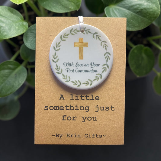First Communion  A Little Something Card and Ceramic Keepsake gift