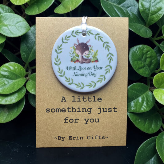 Naming Day   A Little Something Card and Ceramic Keepsake gift