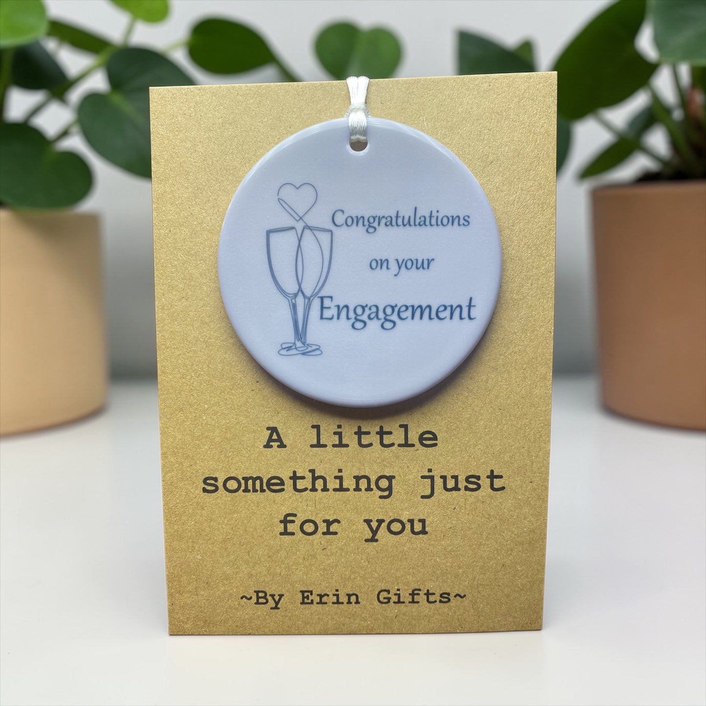 Engagement Flutes A Little Something Card and Ceramic Keepsake gift